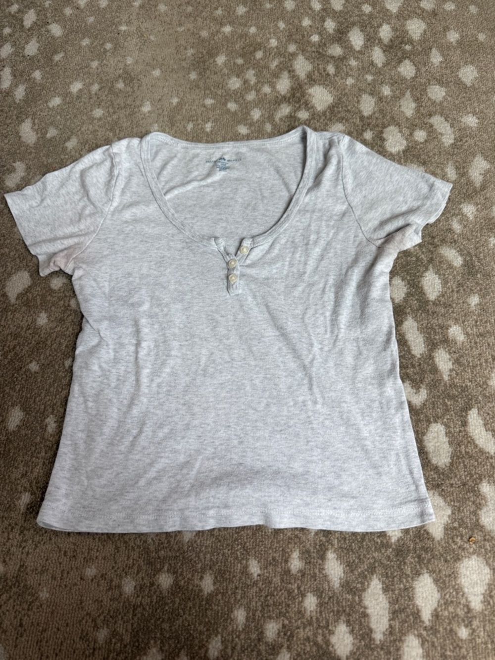 Brandy Melville Light Gray Short Sleeve Henley Tee